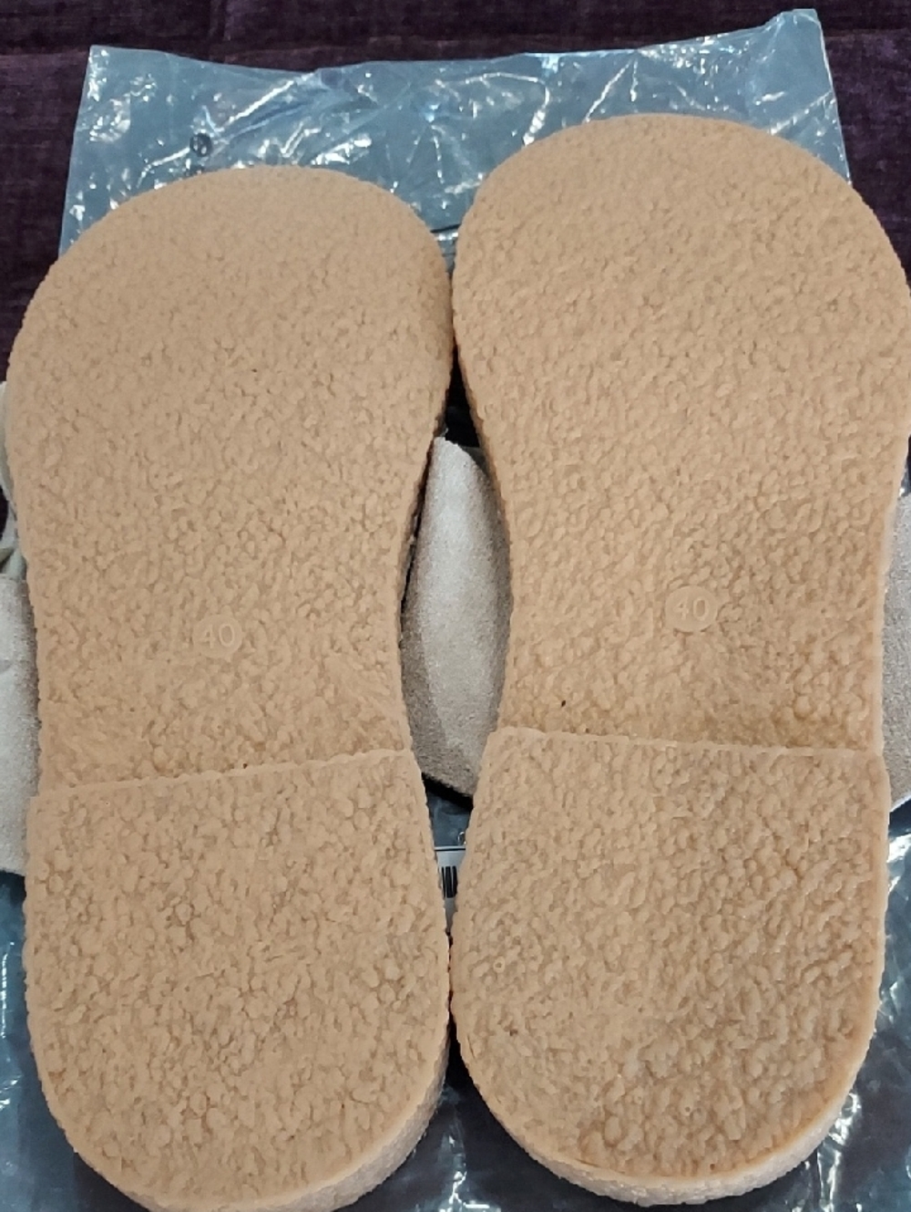 Women's Beige Ruffle Slide Sandals - Picture 3 of 3